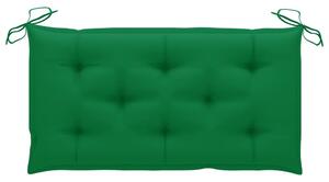 VidaXL tömör tíkfa kerti pad zöld párnával 112 cm