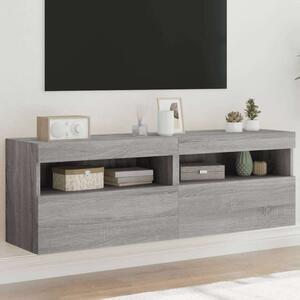 VidaXL 2 db szürke sonoma fali TV-szekrény LED-ekkel 60x30x40 cm