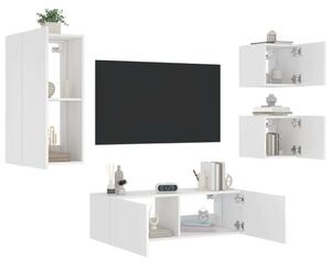 VidaXL 4 darab fehér falra szerelhető TV-szekrény LED-del