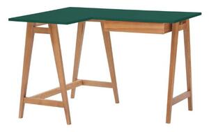 LUKA Corner Desk W115cm x D85cm zöld barna Tölgy bal oldali sarokasztal W115cm x D85cm barna