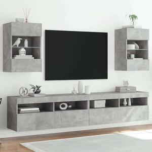 VidaXL 2 db betonszürke fali TV-szekrény LED-del 40x30x60,5 cm