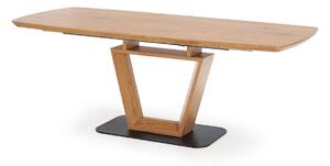 Asztal Houston 343, Arany tölgy, Fekete, 76x90x160cm, Hosszabbíthatóság, Közepes sűrűségű farostlemez