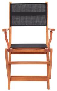 VidaXL 8 db fekete tömör eukaliptuszfa és textilén összecsukható szék