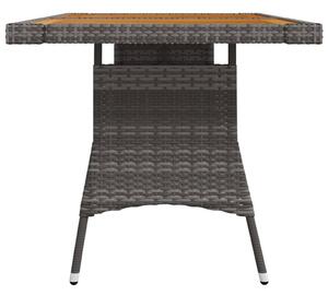 VidaXL szürke polyrattan és tömör akácfa kerti asztal 130 x 70 x 72 cm