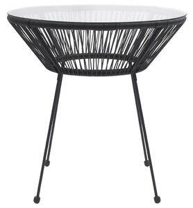 VidaXL fekete rattan és üveg kerti étkezőasztal Ø70 x 74 cm
