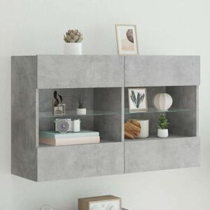 VidaXL betonszürke falra szerelhető TV-szekrény LED-del 98,5x30x60,5cm