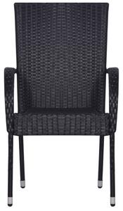 VidaXL 6 db fekete rakásolható polyrattan kültéri szék
