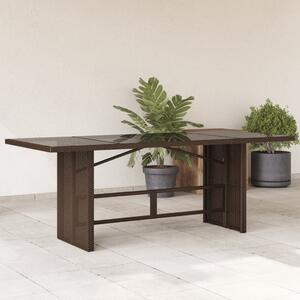 Barna polyrattan üveglapos kerti asztal 190x80x75 cm