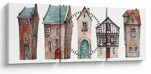 Kép - Akvarell házak (órával) (90x30 cm)