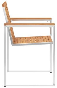 VidaXL 2 db tömör tíkfa és rozsdamentes acél kerti szék