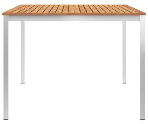 VidaXL tömör tíkfa és rozsdamentes acél kerti étkezőasztal 200x100x75cm