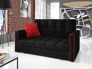 BELA 3 kinyitható kanapé tárolóhelyekkel - fekete/ piros