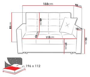 BELA LUX 2 kinyitható kanapé - fekete