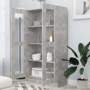 Betonszürke forgácslap vitrinszekrény 82,5 x 30,5 x 150 cm