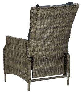 VidaXL barna dönthető háttámlás polyrattan kerti szék párnákkal