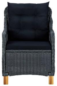 VidaXL 2 db sötétszürke polyrattan kerti szék párnával