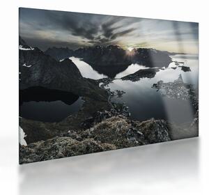 Üveg kép - Norvég hegyek (70x50 cm)