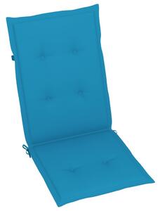 VidaXL 6 db tömör tíkfa kerti szék kék párnával