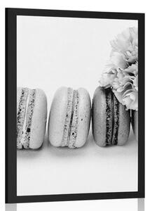 Ízletes macaroons poszter fekete-fehér kivitelben