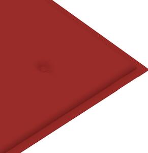 VidaXL tömör tíkfa kerti pad piros párnával 120 cm