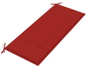 VidaXL tömör tíkfa kerti pad piros párnával 120 cm