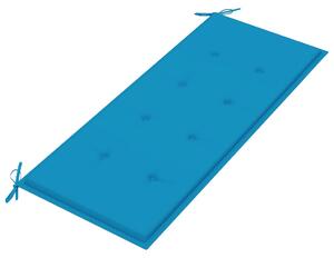 VidaXL tömör tíkfa kerti pad kék párnával 120 cm
