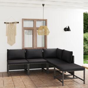 VidaXL 5 részes szürke polyrattan kerti ülőgarnitúra párnákkal