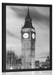 A londoni Big Ben plakátja fekete-fehérben