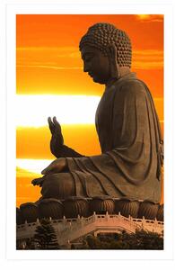 Poszter pazsportuval Buddha szobor naplementénél