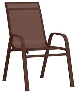 VidaXL 4 db barna textilén rakásolható kerti szék