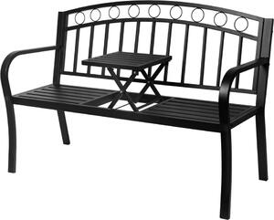 Pad PEGI, kerti asztalkával, fém 127x53x84 cm