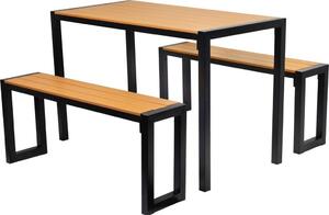 Szett GARDIVA kerti, asztal 118x58x75,5 cm, 2x pad 108x25x45 cm