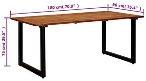 VidaXL tömör akácfa kerti asztal U-alakú lábakkal 180 x 90 x 75 cm
