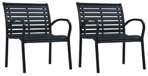 VidaXL 2 darab fekete acél és WPC kerti szék