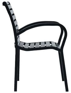 VidaXL 2 darab fekete acél és WPC kerti szék