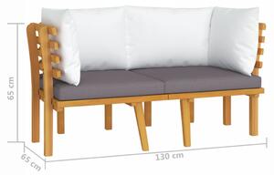 VidaXL 2 személyes tömör akácfa kerti kanapé párnával