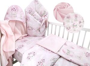 Baby Shop 3 részes ágynemű garnitúra - rózsaszín virágos nyuszi