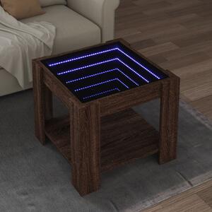 Barna tölgy szerelt fa dohányzóasztal LED-del 53 x 53 x 45 cm