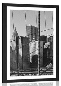 Poszter paszportuval Manhattan fekete fehérben