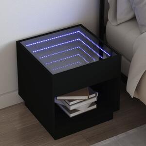 VidaXL fekete végtelen hatású LED-es éjjeliszekrény 40 x 40 x 51 cm