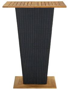 VidaXL fekete polyrattan és tömör akácfa bárasztal 80 x 80 x 110 cm