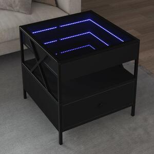 Fekete végtelen hatású LED-es dohányzóasztal 50 x 50 x 51 cm