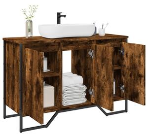 Füstös tölgy szerelt fa fürdőszobai mosdószekrény 91x35x60 cm