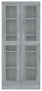 Szürke sonoma szerelt fa vitrinszekrény 82,5x30,5x185,5 cm