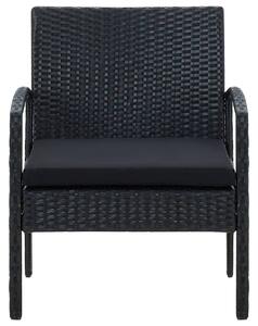 VidaXL fekete polyrattan kerti szék párnával
