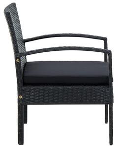 VidaXL fekete polyrattan kerti szék párnával