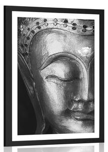 Poszter paszportuval Buddha fekete fehérben