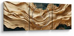Kép - Zöld absztrakció arannyal II. (órával) (90x30 cm)