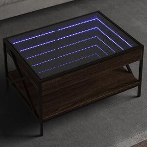 Barna tölgy végtelen hatású LED-es dohányzóasztal 70x50x38 cm