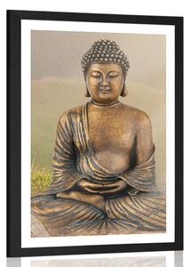 Poszter Buddha szobra meditáló helyzetben